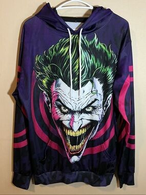 Joker Graphic Hoodie Purple Black Men’s XXL 49” Chest - Like New